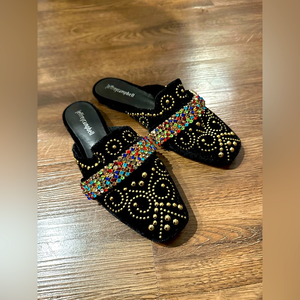 Jeffrey Campbell Velvet Jeweled Loafer mule